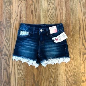 Vanilla Star Jean shorts lace trim NWT sz 12 girls